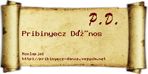 Pribinyecz Dános névjegykártya